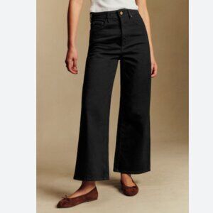 Sezane Le Crop Wide Leg Jeans Black Size 38 US 6/Medium - fits like 27/size 4